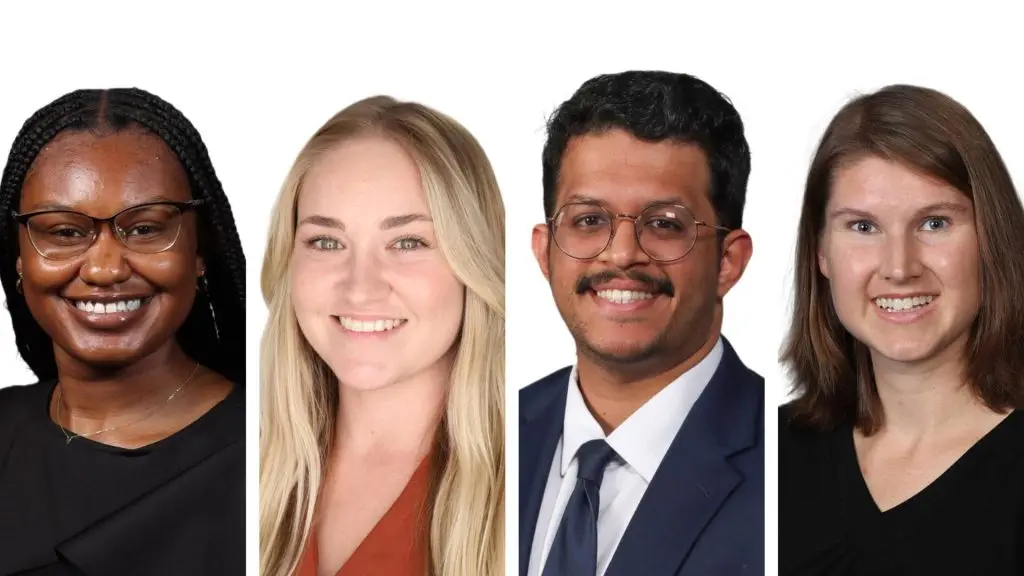 New Mayo Clinic Ph.D. students Alani Perkin, Jordan Parks, Shanon Rego and Chelsea Powell, M.D.